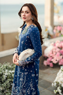 QALAMKAR-3PC DHANAK EMBROIDERED SHIRT WITH DHANAK EMBROIDERED SHAWL & TROUSER-BIC-5127