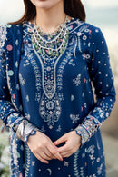 QALAMKAR-3PC DHANAK EMBROIDERED SHIRT WITH DHANAK EMBROIDERED SHAWL & TROUSER-BIC-5127