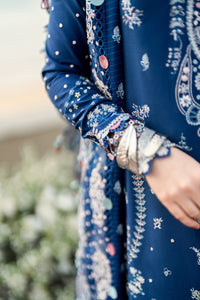 QALAMKAR-3PC DHANAK EMBROIDERED SHIRT WITH DHANAK EMBROIDERED SHAWL & TROUSER-BIC-5127