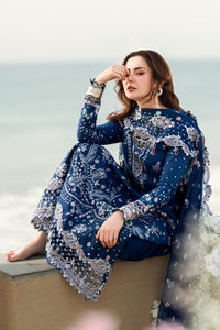 QALAMKAR-3PC DHANAK EMBROIDERED SHIRT WITH DHANAK EMBROIDERED SHAWL & TROUSER-BIC-5127