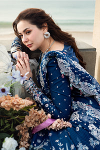 QALAMKAR-3PC DHANAK EMBROIDERED SHIRT WITH DHANAK EMBROIDERED SHAWL & TROUSER-BIC-5127