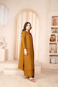 LAZULI-3PC DHANAK EMBROIDERED SHIRT DHANAK EMBROIDERED SHAWL AND TROUSER-BIC-4074