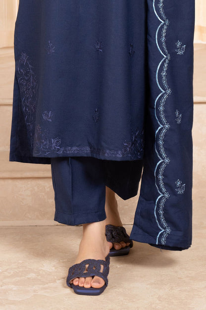 SAPPHIRE - 3PC Dhanak Embroidered Shirt With Dhanak Embroidered  Shawl & Trouser-BIC-3326
