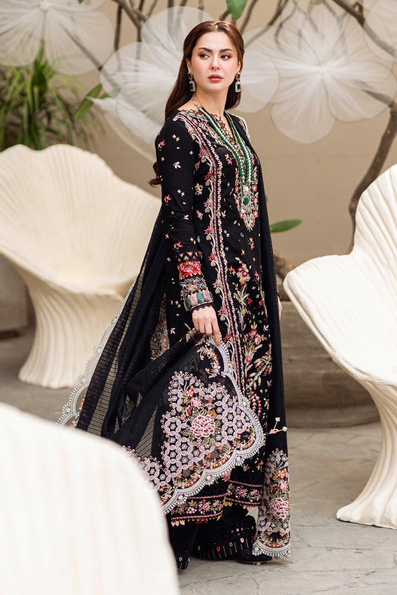 QALAMQAR- 3PC LAWN EMBROIDERED WITH MONARK HEAVY EMBROIDERED READY TO WEAR DUPATTA- BIC-
