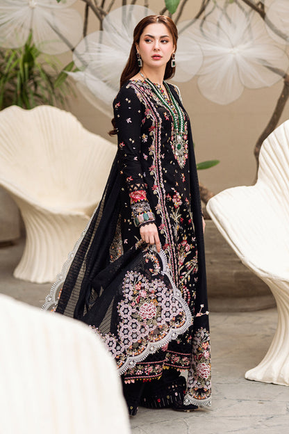 QALAMQAR- 3PC LAWN EMBROIDERED WITH MONARK HEAVY EMBROIDERED READY TO WEAR DUPATTA- BIC-