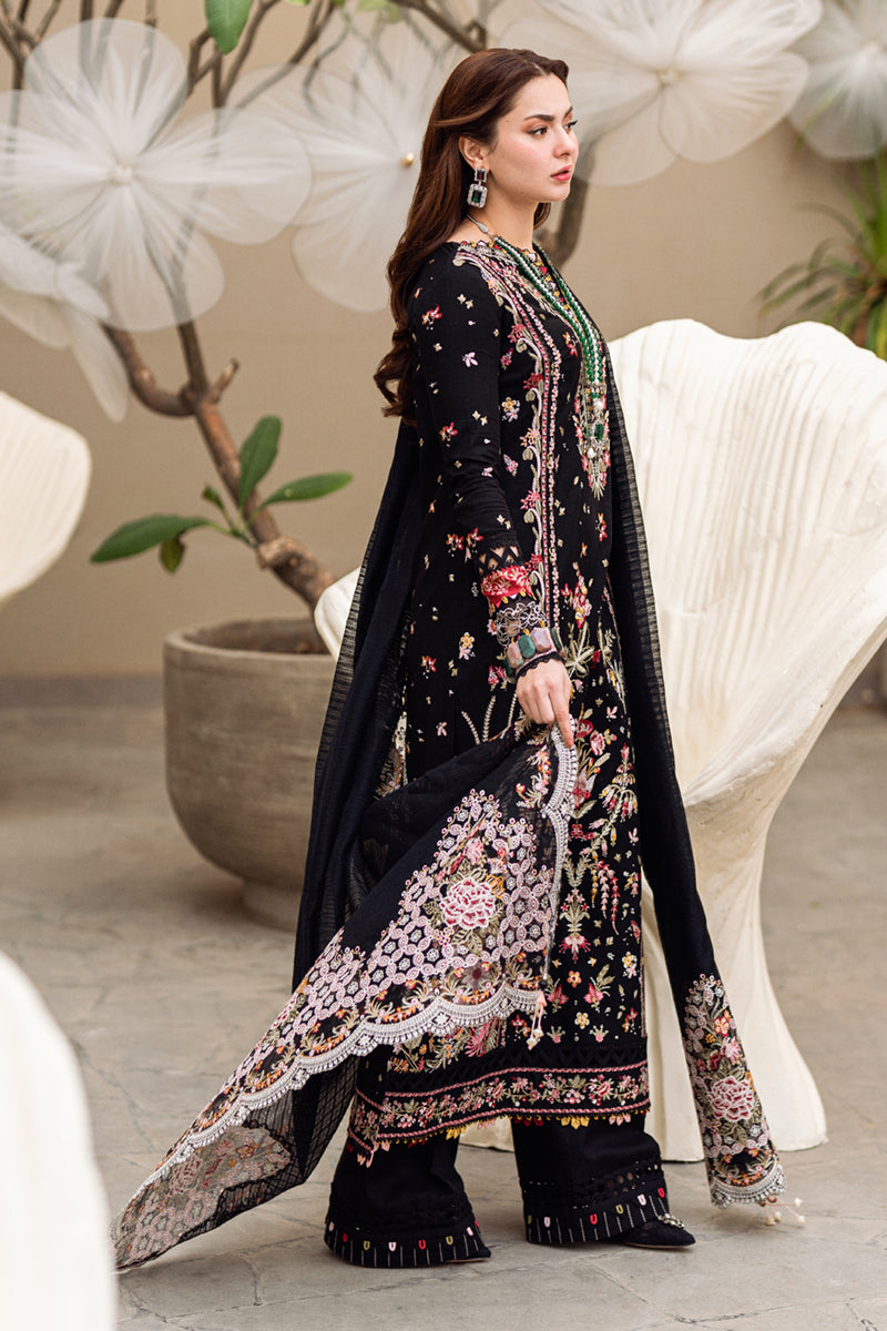 QALAMQAR- 3PC LAWN EMBROIDERED WITH MONARK HEAVY EMBROIDERED READY TO WEAR DUPATTA- BIC-