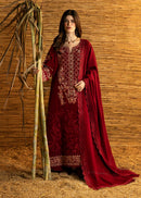 BATIK-3PC DHANAK EMBROIDERED SHIRT WITH DHANAK EMBROIDERED SHAWL AND TROUSER-BIC-5282