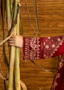 BATIK-3PC DHANAK EMBROIDERED SHIRT WITH DHANAK EMBROIDERED SHAWL AND TROUSER-BIC-5282