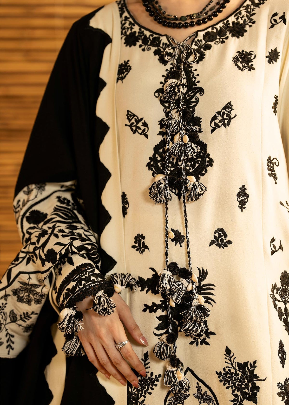 BATIK-3PC DHANAK EMBROIDERED SHIRT WITH DHANAK EMBROIDERED SHAWL AND TROUSER-BIC-5278
