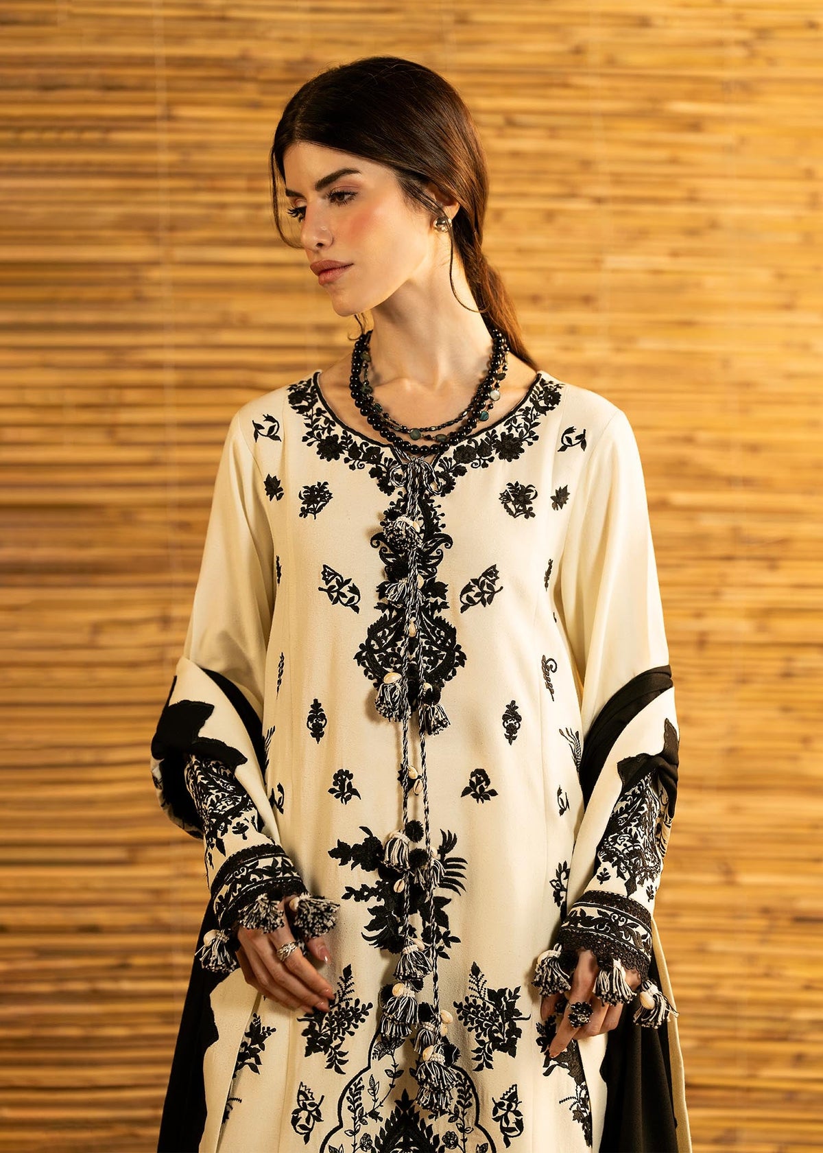 BATIK-3PC DHANAK EMBROIDERED SHIRT WITH DHANAK EMBROIDERED SHAWL AND TROUSER-BIC-5278