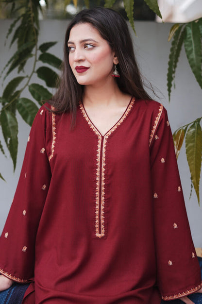 AiSLING-3PC DHANAK EMBROIDERED SHIRT DHANAK EMBROIDERED SHAWL AND EMB TROUSER-BIC-3183