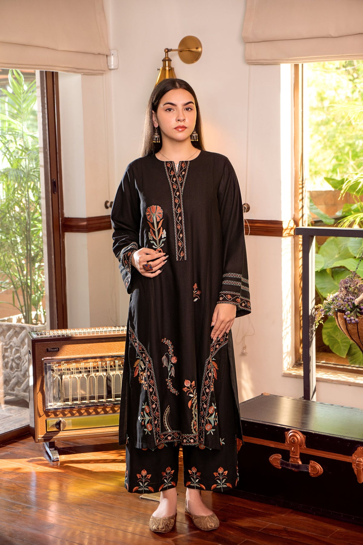 URGE-2PC DHANAK EMBROIDERED SHIRT AND EMBROIDRED TROUSER-BIC-132