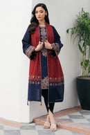 JAZMIN-3PC DHANAK EMBROIDERED SHIRT WITH COURTRAI PRINTED SHAWL AND TROUSER-BIC-4301