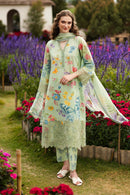 MARIA.B-3PC LAWN DIGITAL PRINTED EMB SHIRT WITH SILK PRINTED DUPATTA AND PRINTED TROUSER-BIC-013