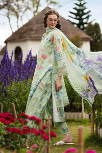 MARIA.B-3PC LAWN DIGITAL PRINTED EMB SHIRT WITH SILK PRINTED DUPATTA AND PRINTED TROUSER-BIC-013