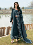 IZEL-3PC LAWN EMBROIDERED SHIRT WITH KHAADI NET EMBROIDERED DUPATTA AND TROUSER-BIC-4822