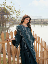 IZEL-3PC LAWN EMBROIDERED SHIRT WITH KHAADI NET EMBROIDERED DUPATTA AND TROUSER-BIC-4822