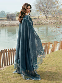 IZEL-3PC LAWN EMBROIDERED SHIRT WITH KHAADI NET EMBROIDERED DUPATTA AND TROUSER-BIC-4822