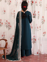 MAHNUR-3PC LAWN LASERWORK EMBROIDERED SHIRT WITH KHAADI NET EMBROIDERED DUPATTA AND TROUSER-BIC-4689
