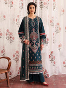 MAHNUR-3PC LAWN LASERWORK EMBROIDERED SHIRT WITH KHAADI NET EMBROIDERED DUPATTA AND TROUSER-BIC-4689