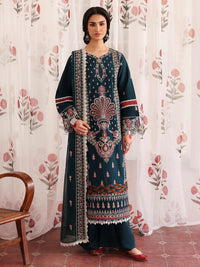 MAHNUR-3PC LAWN LASERWORK EMBROIDERED SHIRT WITH KHAADI NET EMBROIDERED DUPATTA AND TROUSER-BIC-4689