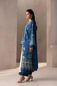 ETHNC-3PC DHANAK HEAVY EMBROIDERED SHIRT WITH COTTON NET EMBROIDERED DUPATTA AND EMB TROUSER-BIC-4220