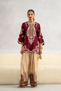 ETHNIC-RAW SILK 2PC -RAW SILK SHIRT EMBROIDRED AND SHEMOZ SILK PRINT TROUSER-15117
