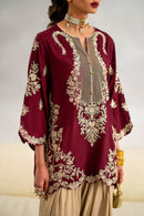 ETHNIC-RAW SILK 2PC -RAW SILK SHIRT EMBROIDRED AND SHEMOZ SILK PRINT TROUSER-15117