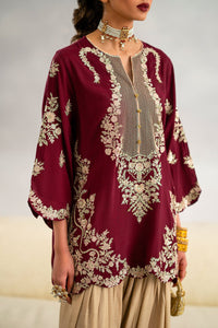 ETHNIC-RAW SILK 2PC -RAW SILK SHIRT EMBROIDRED AND SHEMOZ SILK PRINT TROUSER-15117
