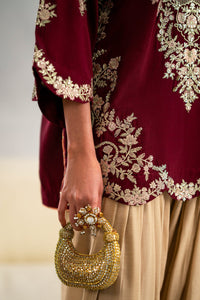 ETHNIC-RAW SILK 2PC -RAW SILK SHIRT EMBROIDRED AND SHEMOZ SILK PRINT TROUSER-15117