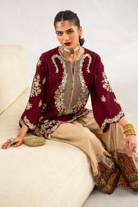 ETHNIC-RAW SILK 2PC -RAW SILK SHIRT EMBROIDRED AND SHEMOZ SILK PRINT TROUSER-15117