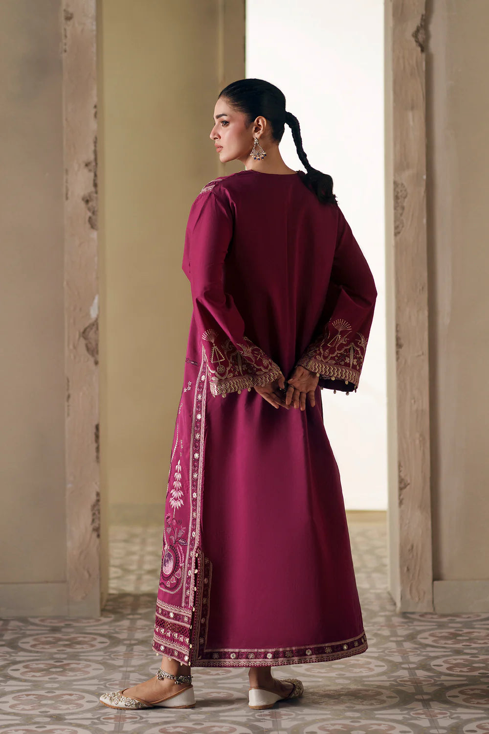 ETHNC-2PC DHANAK EMBROIDERED SHIRT WITH DHANAK EMBROIDERED TROUSER-BIC-15108