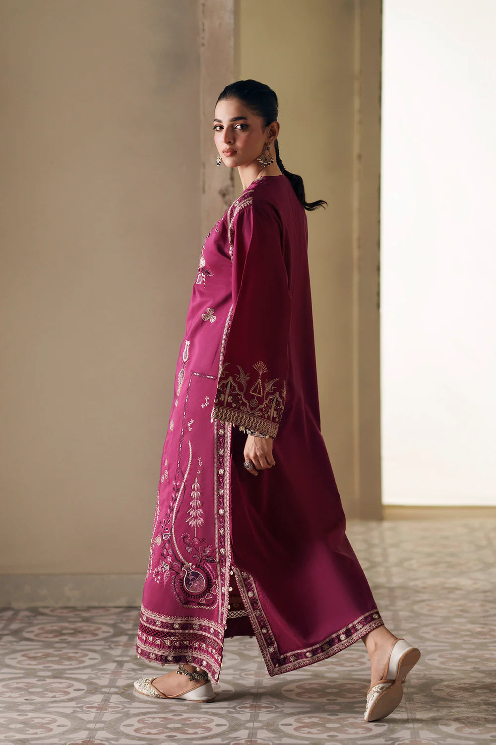 ETHNC-2PC DHANAK EMBROIDERED SHIRT WITH DHANAK EMBROIDERED TROUSER-BIC-15108