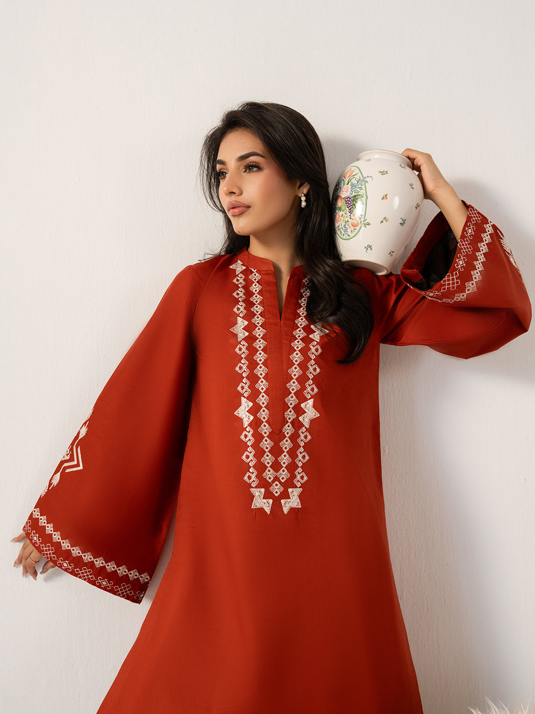 IZEL-2PC DHANAK EMBROIDERED SHIRT WITH DHANAK EMBROIDERED TROUSER-BIC-