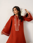 IZEL-2PC DHANAK EMBROIDERED SHIRT WITH DHANAK EMBROIDERED TROUSER-BIC-