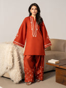 IZEL-2PC DHANAK EMBROIDERED SHIRT WITH DHANAK EMBROIDERED TROUSER-BIC-