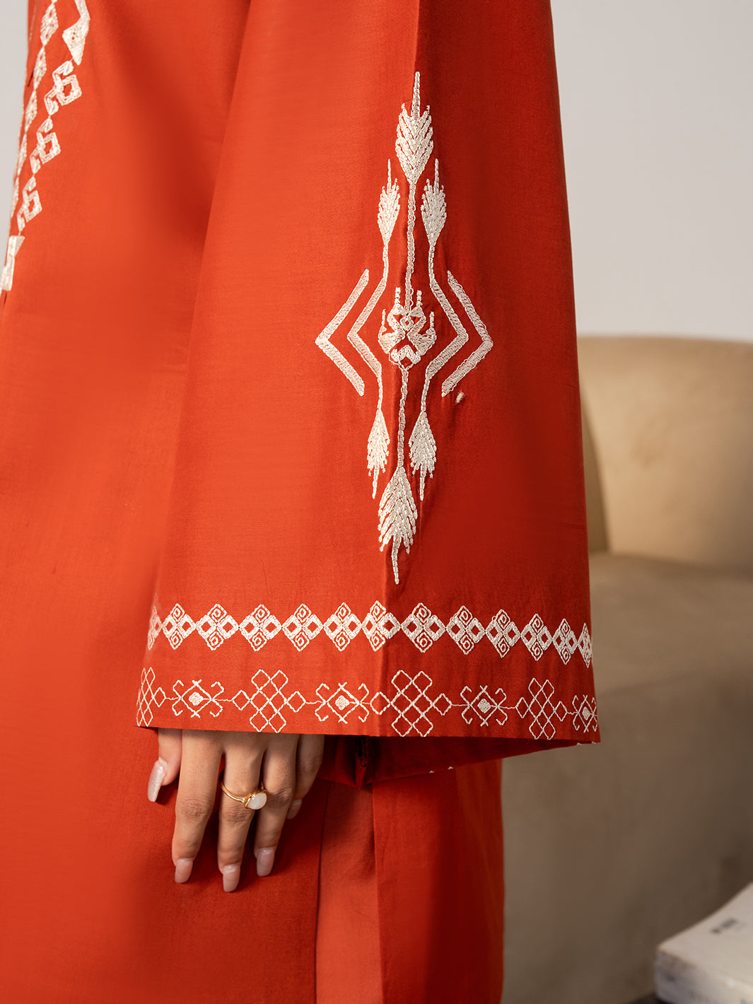 IZEL-2PC DHANAK EMBROIDERED SHIRT WITH DHANAK EMBROIDERED TROUSER-BIC-