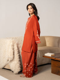 IZEL-2PC DHANAK EMBROIDERED SHIRT WITH DHANAK EMBROIDERED TROUSER-BIC-