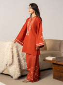 IZEL-2PC DHANAK EMBROIDERED SHIRT WITH DHANAK EMBROIDERED TROUSER-BIC-