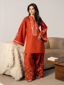 IZEL-2PC DHANAK EMBROIDERED SHIRT WITH DHANAK EMBROIDERED TROUSER-BIC-