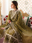 MAHNUR-3PC DHANAK EMBROIDERED SHIRT WITH DHANAK EMBROIDERED SHAWL & TROUSER-BIC-4033