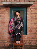 MAHNUR-3PIECE LAWN EMBROIDERED SHIRT WITH CHIFFON PRINTED DUPATTA AND TROUSER-BIC-4854