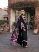 MAHNUR-3PIECE LAWN EMBROIDERED SHIRT WITH CHIFFON PRINTED DUPATTA AND TROUSER-BIC-4854