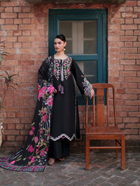 MAHNUR-3PIECE LAWN EMBROIDERED SHIRT WITH CHIFFON PRINTED DUPATTA AND TROUSER-BIC-4854