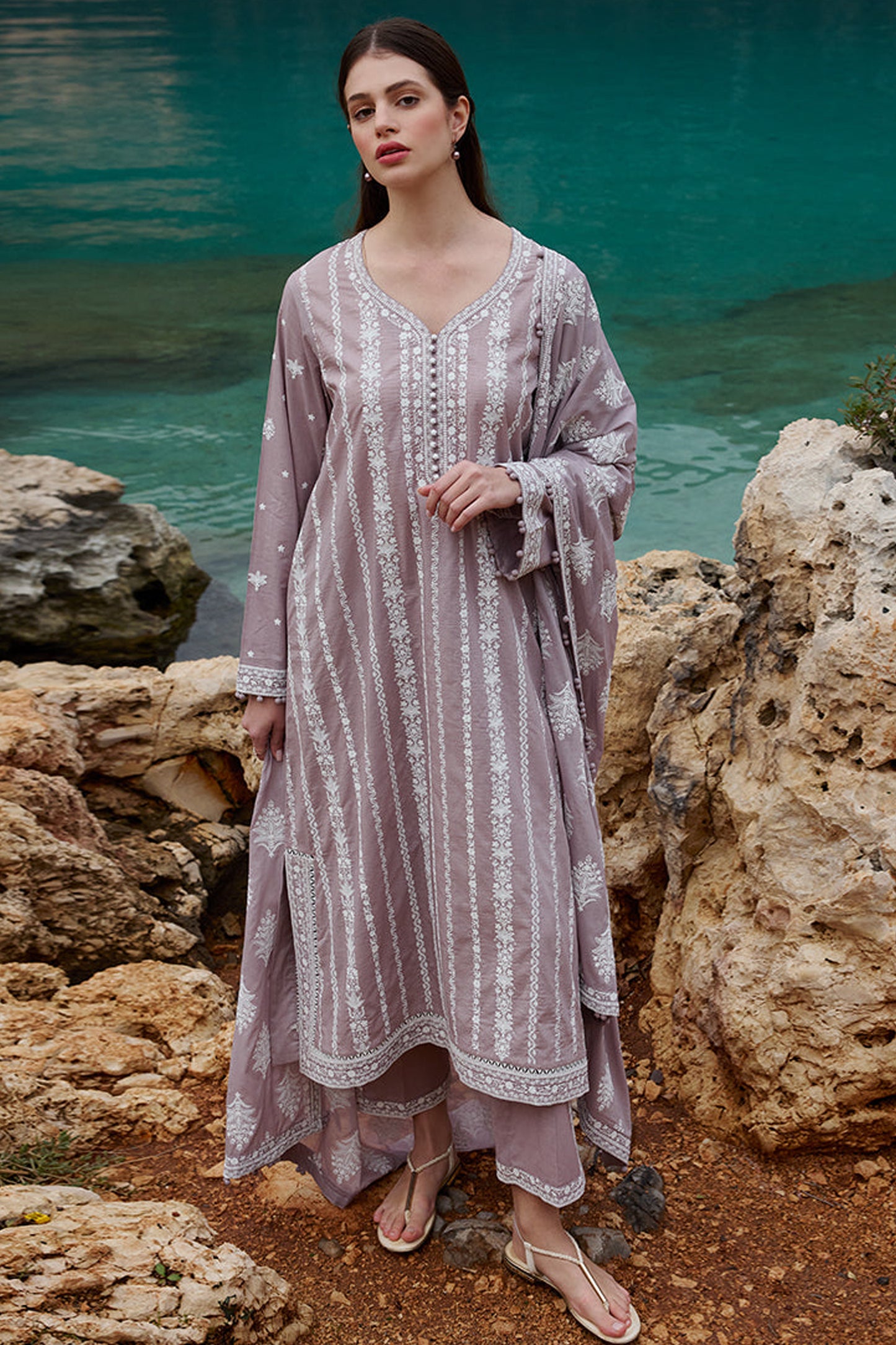 IMAGE-3PC LAWN EMBROIDERED WITH LAWN HEAVY EMBROIDERED READY TO WEAR DUPATTA -BIC-3696