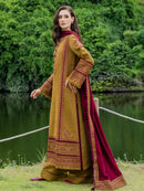 MUSHQ-3PC DHANAK EMBROIDERED SHIRT WITH DHANAK EMB SHAWL & TROUSER-BIC-5224