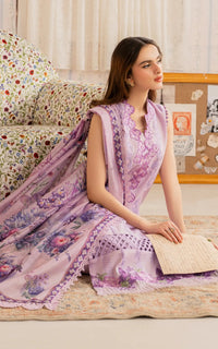 ASIFA NABEEL-3PC LAWN EMBROIDERED SHIRT WITH MONARK PRINTED DUPATTA AND TROUSER-BIC-3756