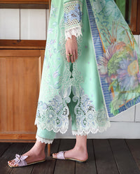 MUSHQ-3PC LAWN HEAVY EMBROIDERED SHIRT WITH SILK PRINTED DUPATTA AND TROUSER-BIC-4909