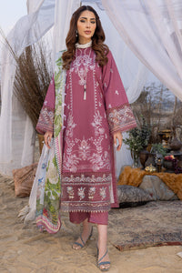 IZEL-3PC DHANAK EMBROIDERED SHIRT WITH COUTRAI PRINTED SHAWL AND TROUSER-BIC-4051
