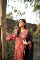 ANEELAS-3PC LAWN PRINTED SHIRT WITH SILK PRINTED DUPATTA AND TROUSER-BIC-048